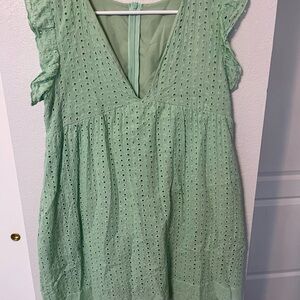 Mint Green Eyelet Dress/romper with built in shorts